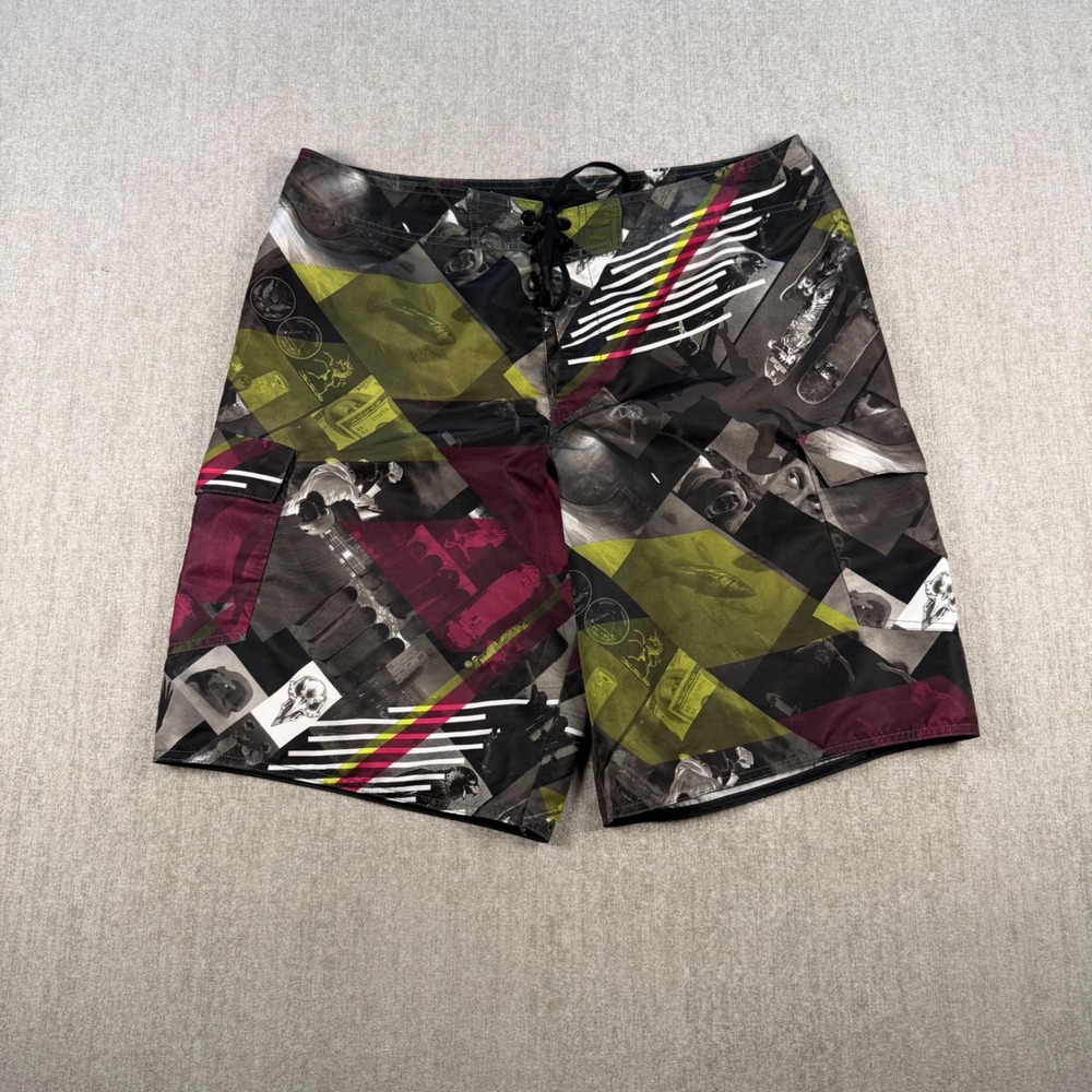 Tony Hawk Board Shorts Men 36 Multicolor Skateboard Skull Graphic Cargo Swim